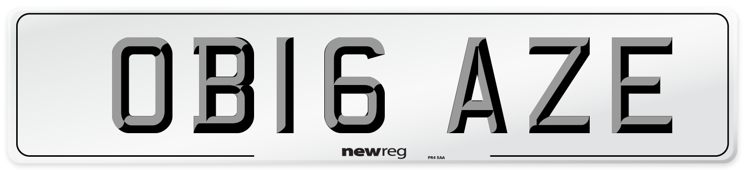 OB16 AZE Number Plate from New Reg